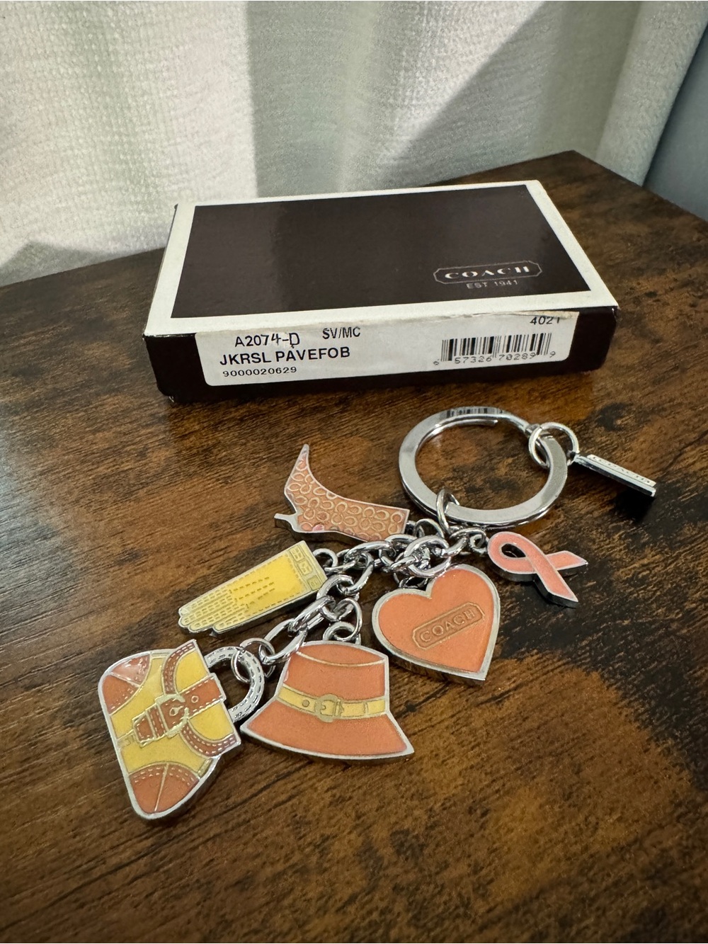 Coach Retired Keychain w/Original Box NWT Breast Cancer Awareness Multi-Charm